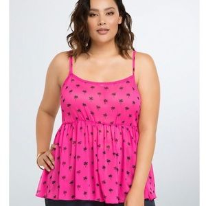 NWT Torrid Palm Tree Babydoll Chiffon Tank Top